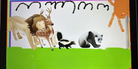 Powiększ grafikę: Rysunek wykonany na tablecie przedstawia zwierzęta lądowe.